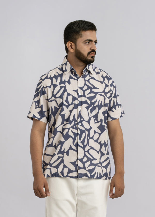 ABSTRACT PRINT ELBOW SLEEVE SHIRT