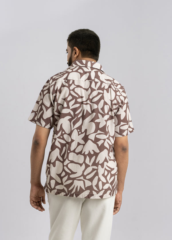 ABSTRACT PRINT ELBOW SLEEVE SHIRT